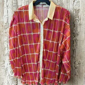 Bailey Rose Vibrant Striped Pleated Blouse‎ Small
